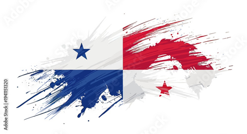 Panama Flag Brush Stroke Design Element.