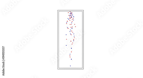 Dynamic flow of contrasting colored particles within a contained vertical space