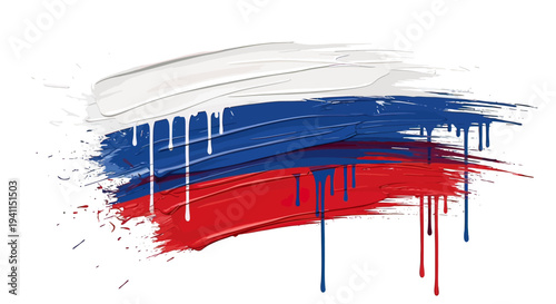 Russian Flag Paint Brush Stroke Design.