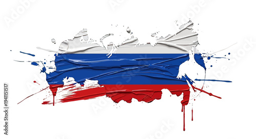 Russian Flag Paint Splash Art Design.
