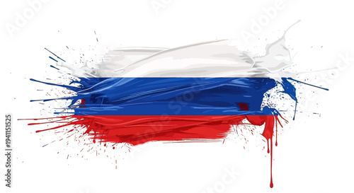 Russian Flag Paint Brush Stroke Design.