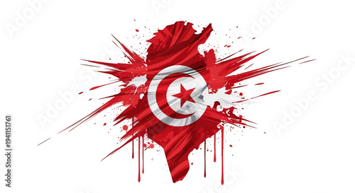 Tunisia Flag Paint Splash Design Element.