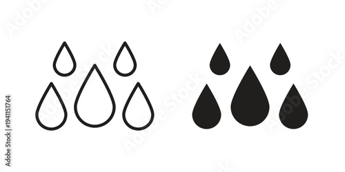 Raindrops icon black, line, flat vector, isolated illustration.