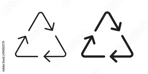 Recycle icon black, line, flat vector, isolated illustration.