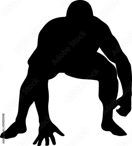 Superhero Silhouette in Crouching Pose