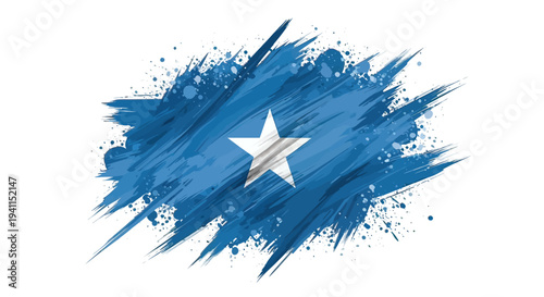 White Star on Blue Paint Splash.