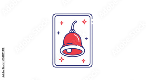Sleek outline design featuring a sparkling red bell symbol within a minimalist card for alerts