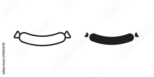 Sausage icon black, line, flat vector, isolated illustration.