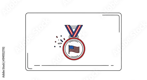 Vector illustration of a patriotic achievement medal featuring an American flag and celebratory