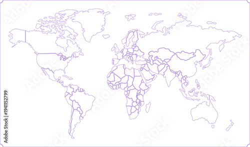 orld Map Vector Illustration – Detailed Global Atlas Geography Map