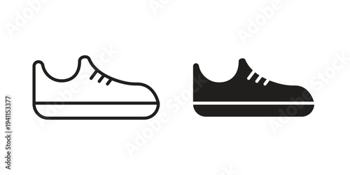 Shoes icon black, line, flat vector, isolated illustration.