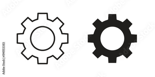 Settings icon black, line, flat vector, isolated illustration.