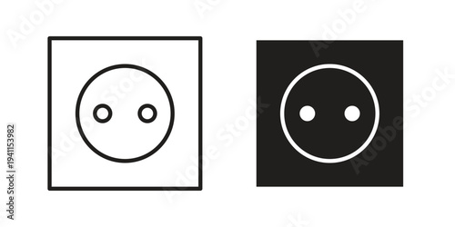 Socket icon black, line, flat vector, isolated illustration.