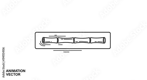 Minimalist bamboo segments gracefully floating on calm water in a serene vector art illustration