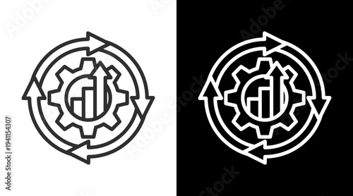 Continuous Improvement White Icon Set Vector 