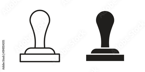 Stamp icon black, line, flat vector, isolated illustration.