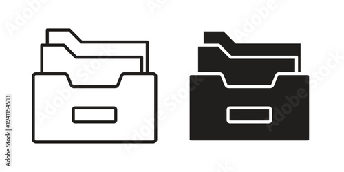 Store files icon black, line, flat vector, isolated illustration.