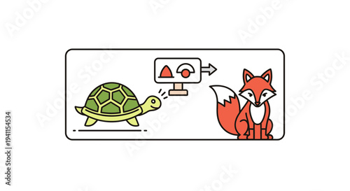 Visual representation of comparative speeds between a slow-moving reptile and a quick mammal