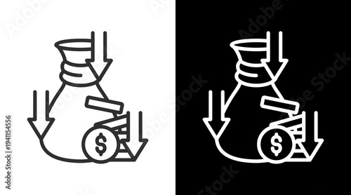 Reduction White Icon Set Vector 