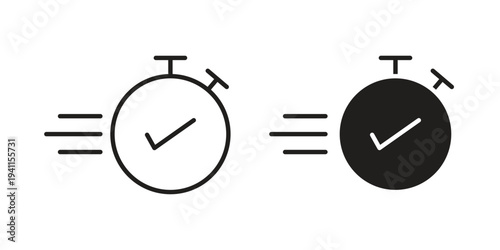 Time fast icon black, line, flat vector, isolated illustration.