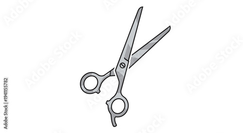 Professional hairdressing scissors, open and ready for use, symbolizing precision and skill in hair cutting and styling.