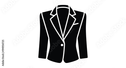 Formal black single-button blazer with sharp lapels and a tailored silhouette, a versatile and essential piece for business or elegant wear.