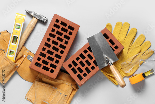 Bricks with builder belt an...