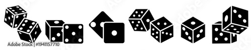 Dice icon set. Vector symbol. Illustration of dice. Dice. Vector illustration. Stock vector.