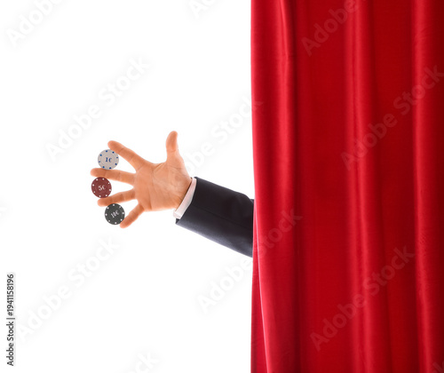 Magician's hand with poker ...
