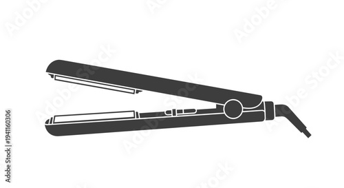 Modern hair straightener icon, depicting a flat iron for heat styling, straightening, and smoothing hair for a sleek look.