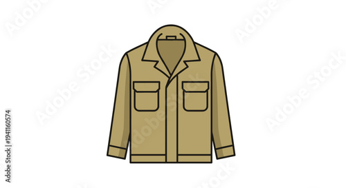 Casual brown utility jacket with prominent chest pockets and a collared design, a versatile and practical outerwear piece for men or women.