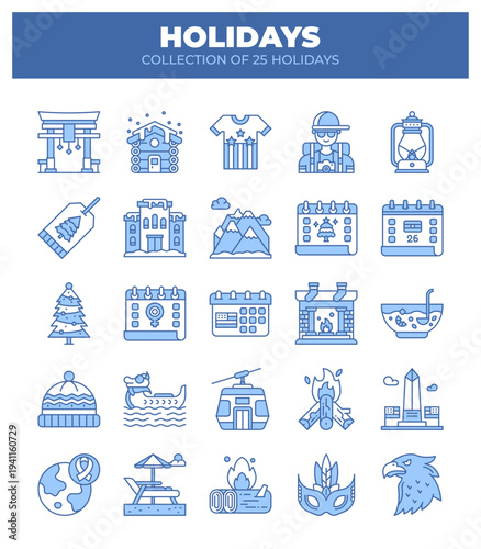 Collection of 25 Holidays. A Visual Guide to Festive Traditions and Travel Experiences