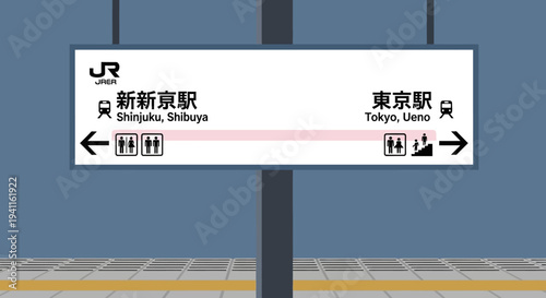 Tokyo Train Station Signage: Shinjuku, Shibuya, Tokyo, Ueno Directions