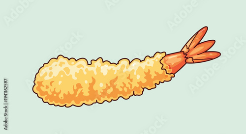Delicious Shrimp Tempura Isolated on Light Blue Background - Japanese Cuisine