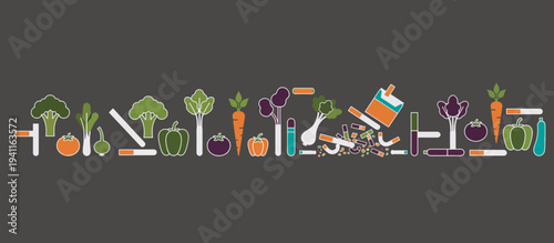 Fresh vegetables replacing cigarettes concept. Healthy lifestyle and anti-smoking flat design vector illustration