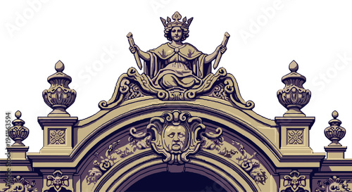 Baroque architectural detail: ornate sculptures and decorative elements