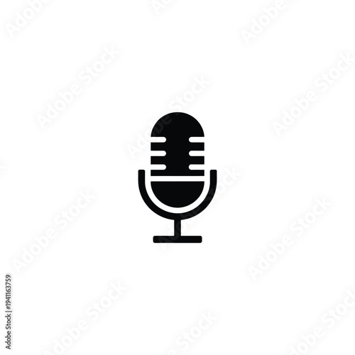 Solid black fill of a microphone on a white background