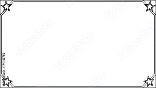 An empty white image with a decorative black border and corner designs