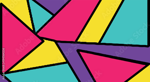 Colorful geometric abstract background with triangles and bold outlines
