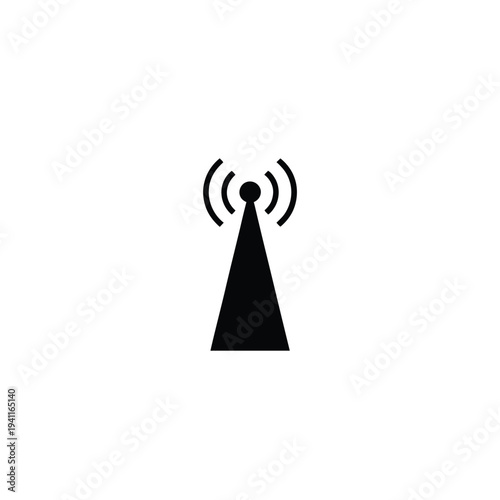 Solid fill of a black broadcast radio tower with signal waves 2
