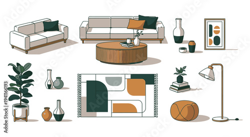 modern living room furniture and decor collection for home interior design inspiration