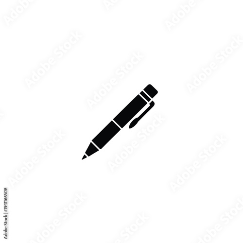 Solid fill of a black note taking pen writing 1