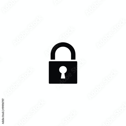 Solid fill of a black s l lock on a white background security