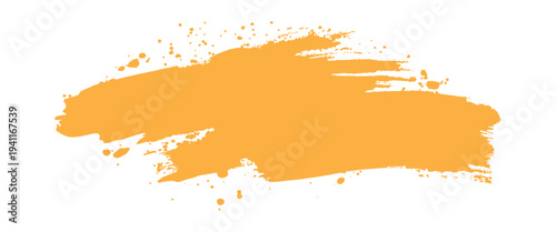 Orange paint splatter with uneven edges on white background texture abstract
