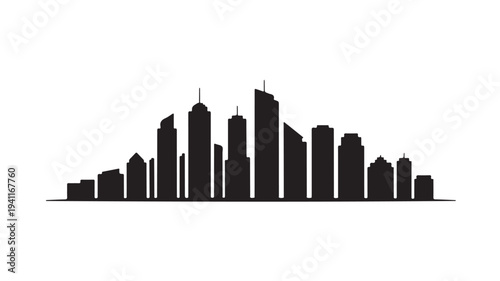 City Skyline Silhouette Modern Dark Skyscrapers Vector Illustration for Urban Design