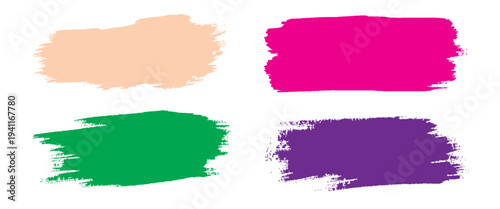 Four colorful brush stroke textures in beige pink green and purple brush strokes