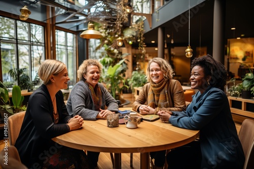 Diverse team collaboration in modern office women leaders in focus during productive meeting