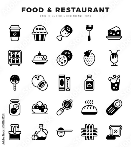 Food and Restaurant icons set for website and mobile site and apps.