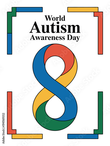World Autism Awareness Day Number 8 Puzzle Design