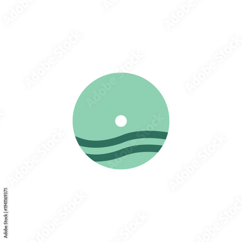 Minimal wellness breathing wave symbol with center energy point meditation mindfulness balance icon